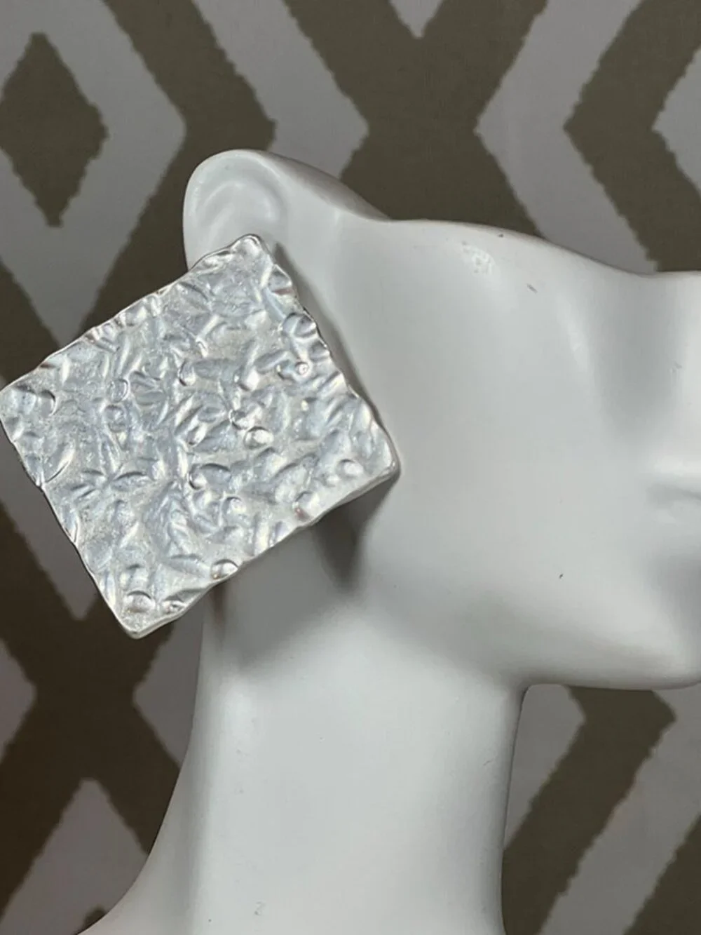 Silver Squared Textured Earrings
